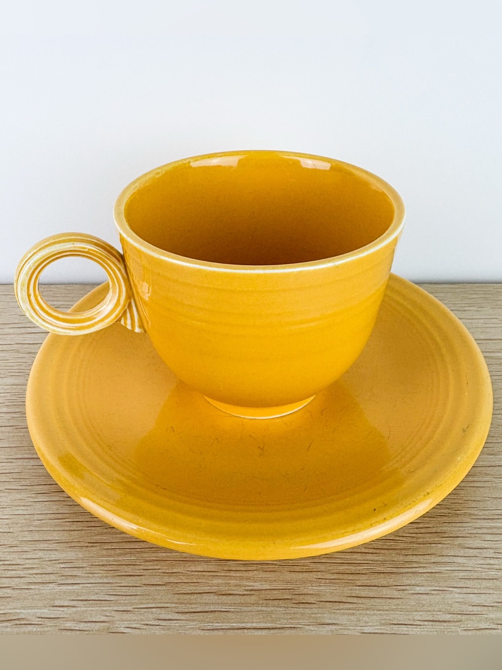 Fiestaware Original Yellow Retired Vintage Pre 1970 Teacup Saucer Set Fiesta
